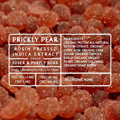 Indica Rosin 7mg Prickly Pear Gummies- Full Spectrum