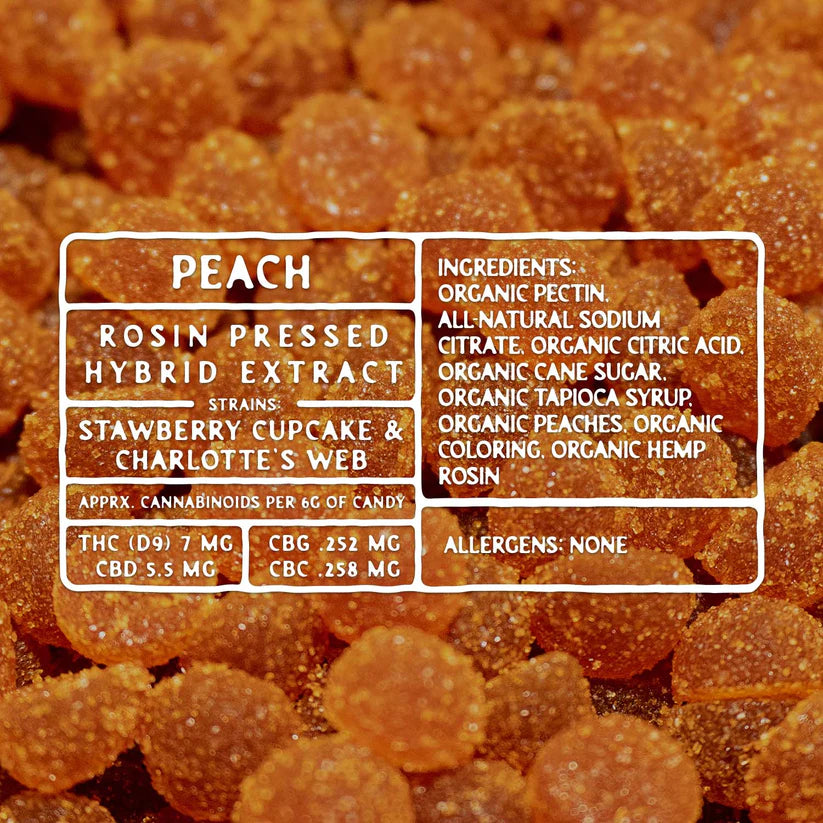 Hybrid Rosin 7mg Peach Gummies- Full Spectrum