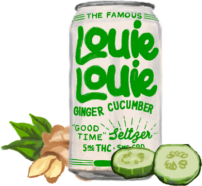 Louie Louie 5mg THC + 5mg CBD Ginger Cucumber Seltzer