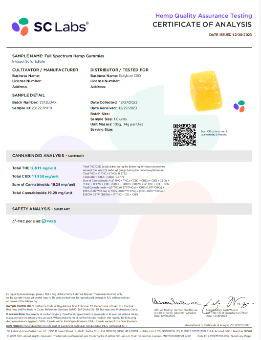 Earlybird 2.5MG D9 + 12.5MG CBD Lemon Gummies 30CT