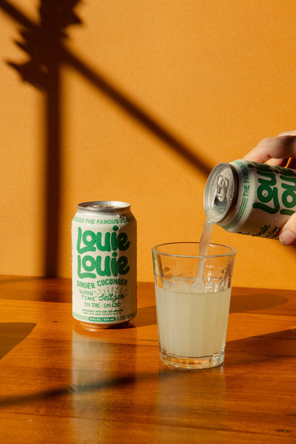 Louie Louie 5mg THC + 5mg CBD Ginger Cucumber Seltzer